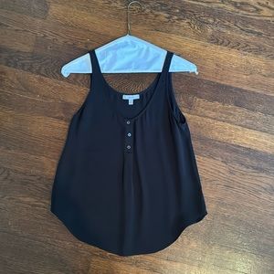 Joie black tank -100% silk with abalone buttons -XS